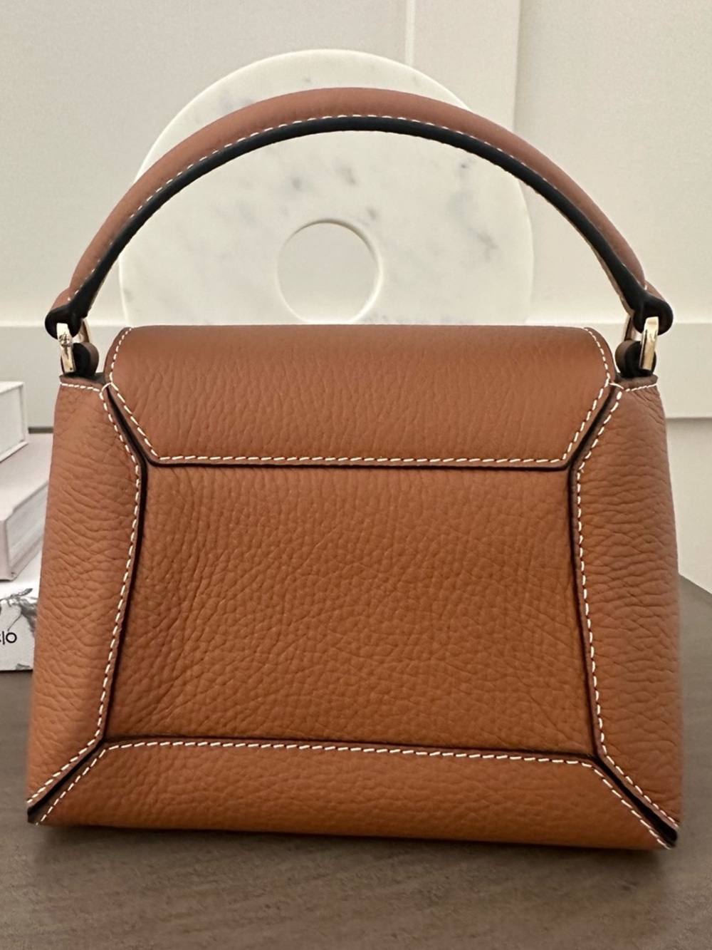 Strathberry Tan Nano Mosaic Leather Top-Handle Bag - Picture 4 of 10